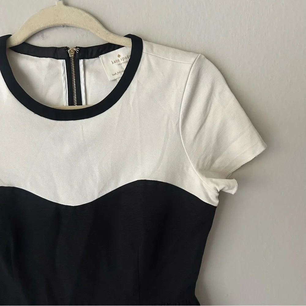 Kate Spade Sweetheart Illusion Fit and Flare Dress in Black/White Sz 2 Holiday